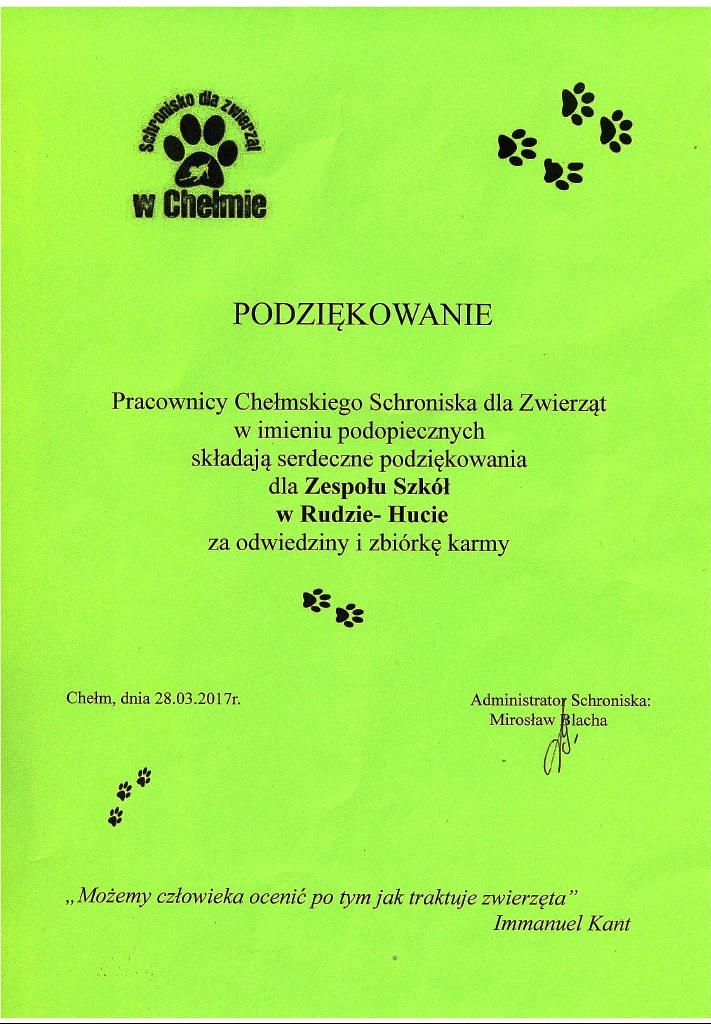 WIZYTA UCZNIÓW W SCHRONISKU DLA BEZDOMNYCH ZWIERZĄT