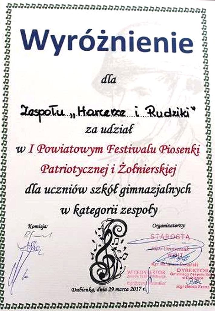 SUKCES ZESPOŁU WOKALNEGO „RUDZIKI” I HARCERZY