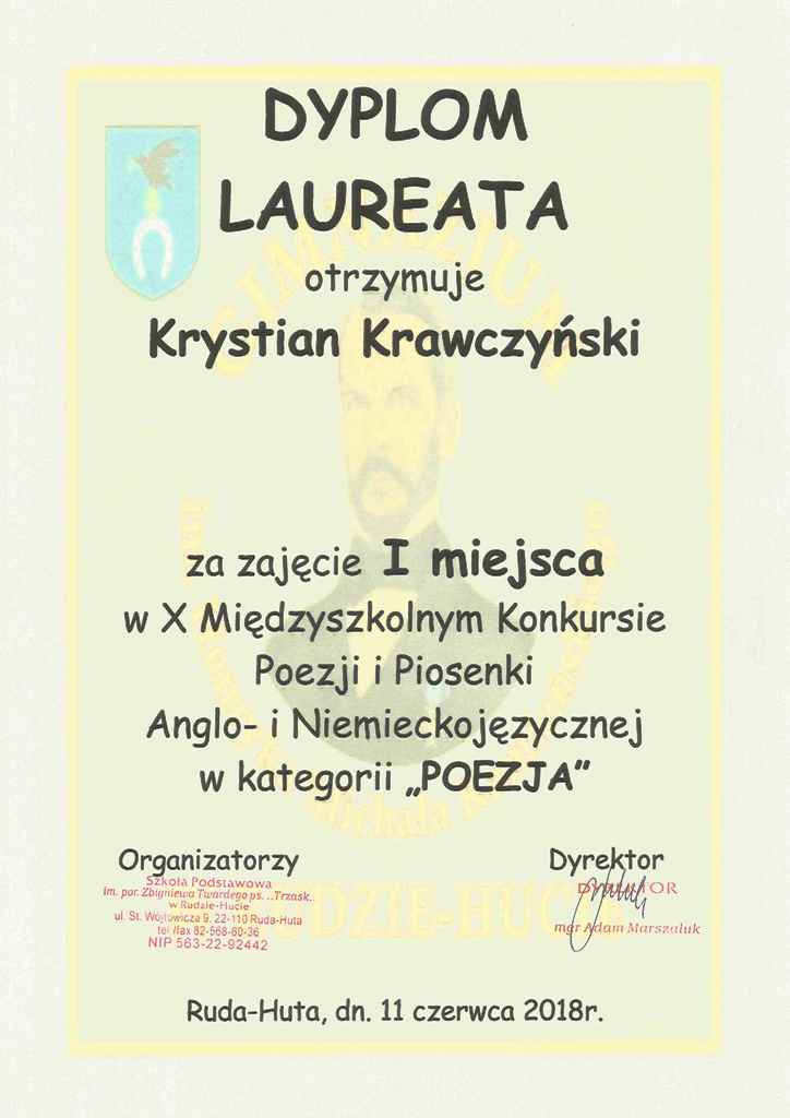 X MIĘDZYSZKOLNY KONKURS POEZJI I PIOSENKI ANGLO- I NIEMIECKOJĘZYCZNEJ