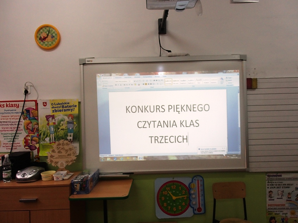 SZKOLNY KONKURS PIĘKNEGO CZYTANIA W KLASACH TRZECICH
