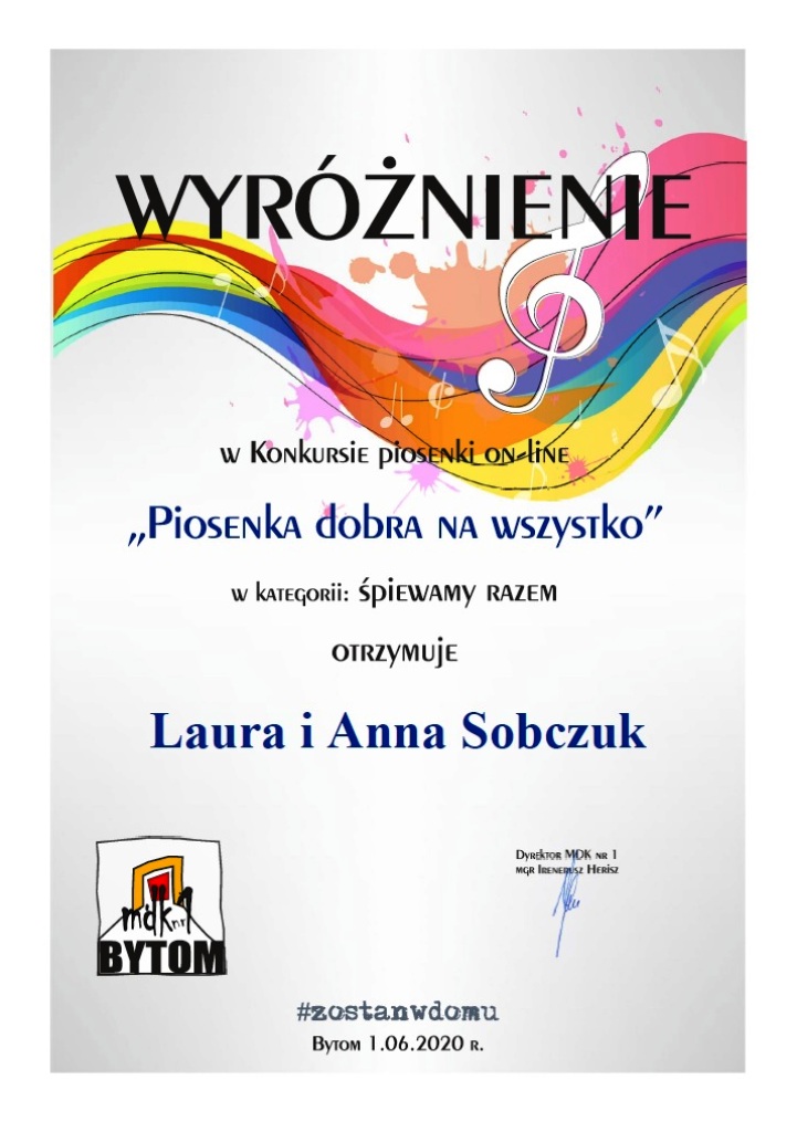 Konkurs piosenki online„PIOSENKA DOBRA NA WSZYSTKO” #zostańwdomu