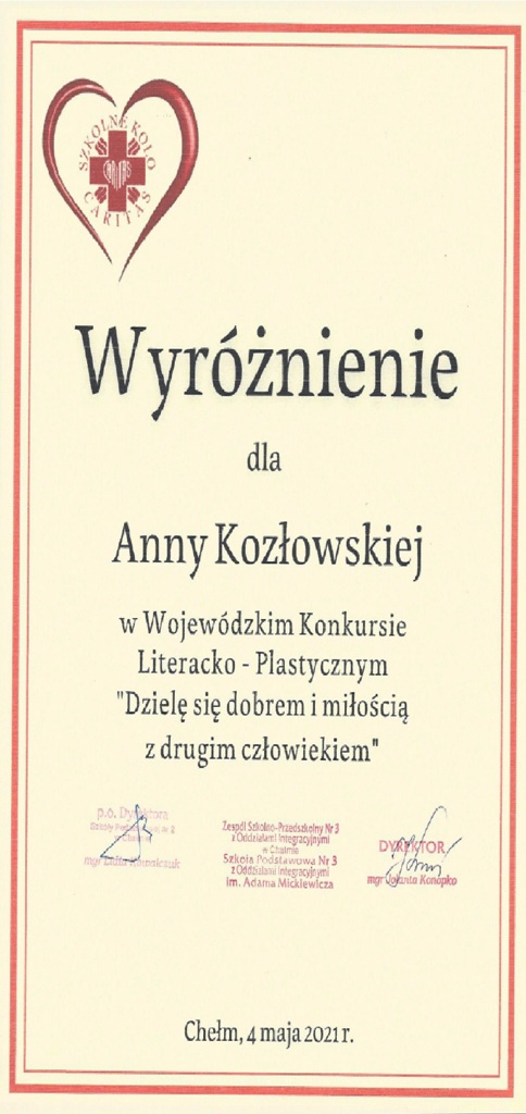 WYRÓŻNIE ANNY W WOJEWÓDZKIM KONKURSIE PLASTYCZNO – LITERACKIM
