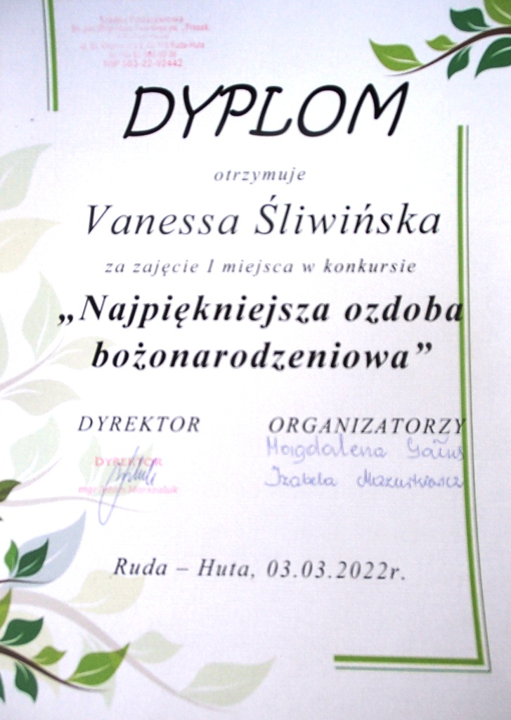 „NAJPIĘKNIEJSZA OZDOBA BOŻONARODZENIOWA”