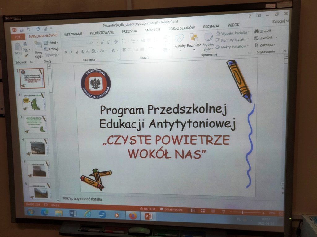 „CZYSTE POWIETRZE WOKÓŁ NAS” – Program Przedszkolnej Edukacji Antytytoniowej