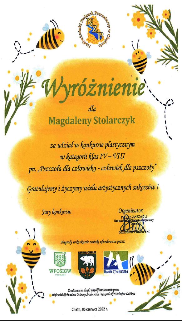 KONKURS PLASTYCZNY „Pszczoła dla człowieka – człowiek dla pszczoły”